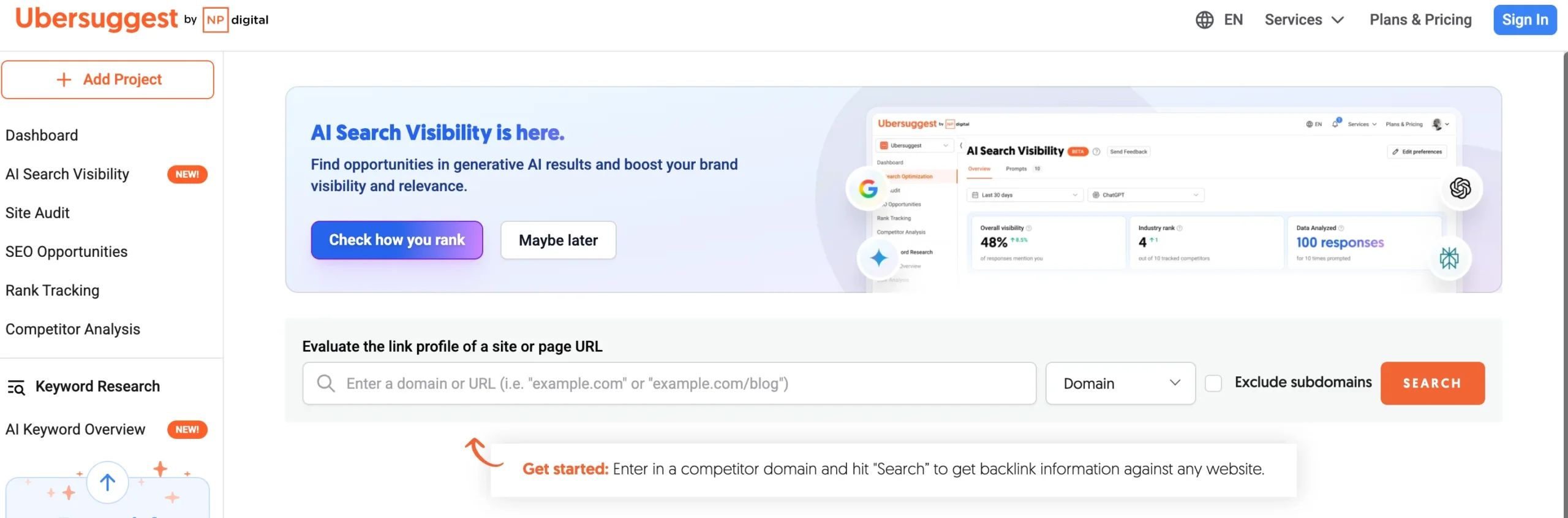 Ubersuggest Free Backlink Checker — Best for Quick Competitor Research