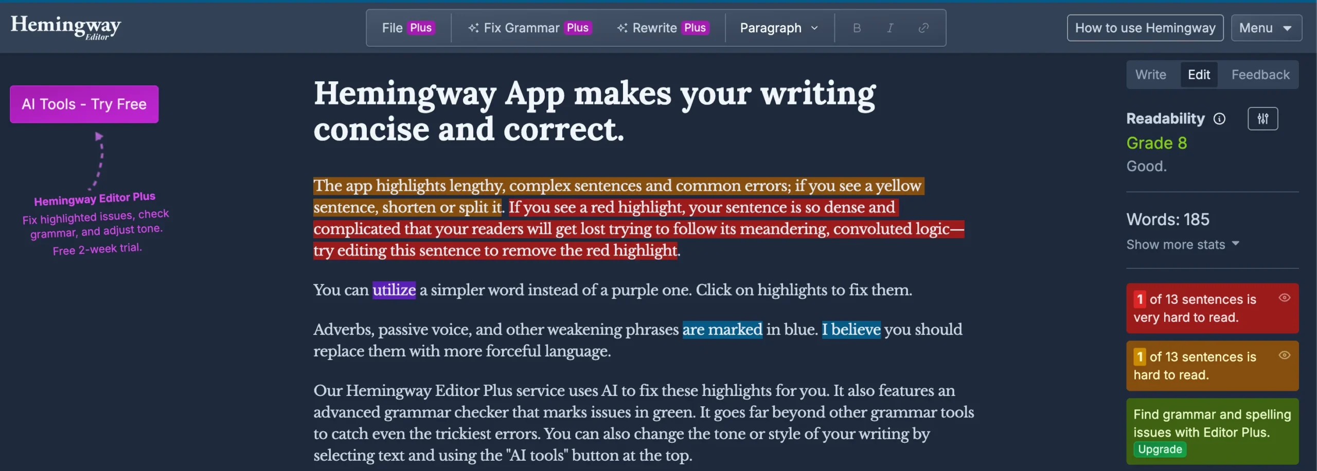 Hemingway Editor — Best for Content Readability