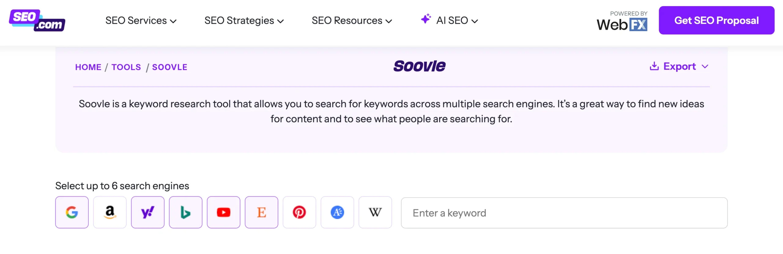 Soovle — Best for Discovering Keywords Across Multiple Platforms